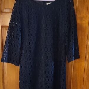 dressbarn Navy Long Sleeve Lace Dress